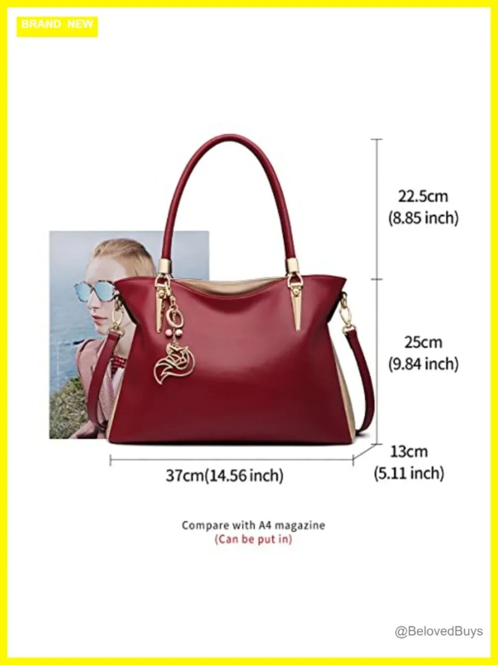 Genuine Leather Medium Tote Bag with Top Handles Shoulder Satchel